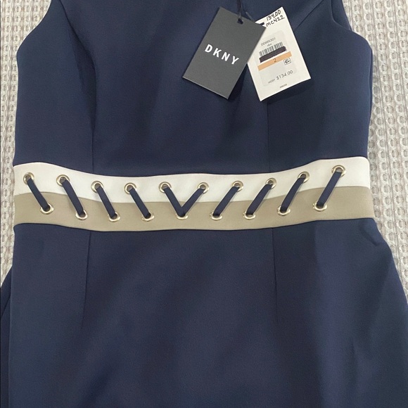 DKNY Midnight Blue Dress with Metallic Accents - Picture 3 of 7